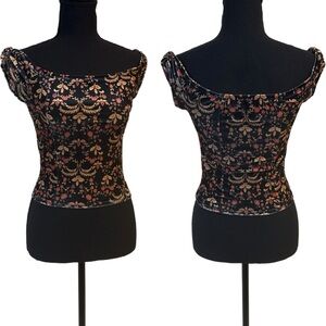 Urban Outfitters Black and Pink Floral Blouse